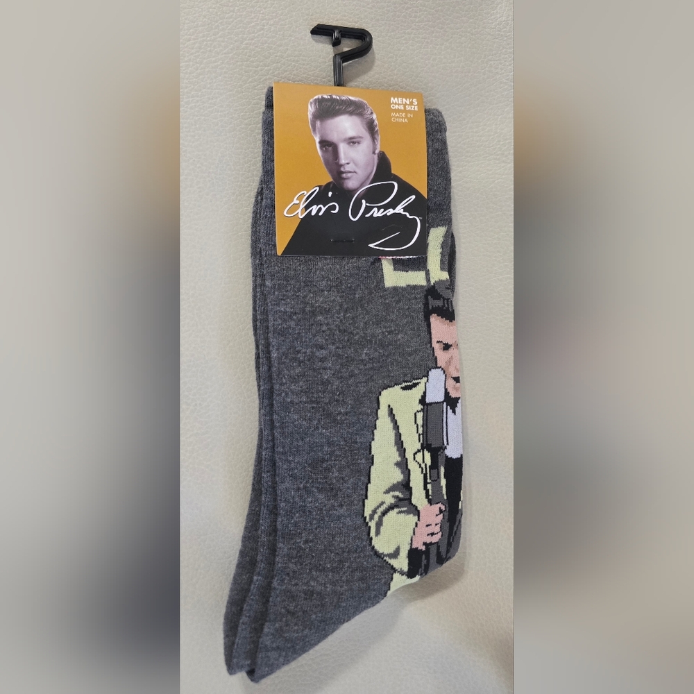 NEW Elvis Presley Men's Socks Size 7-12 Official Elvis Merchandise Gray